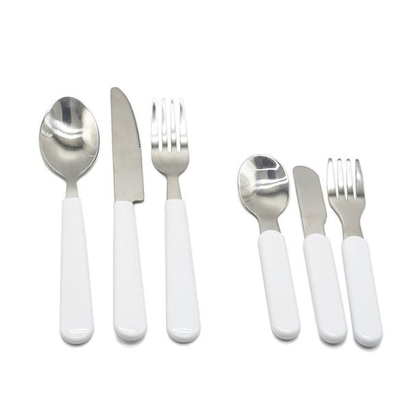 

2022 new sublimation white tableware set stainless steel cutlery dinnerware western silverware kitchen knife spoon fork dinner