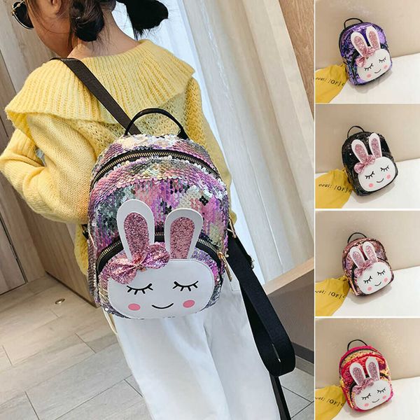 

sequins kids girl backpack cute rabbit ears double shoulder bag mini backpacks children sequined travel knapsack school bag