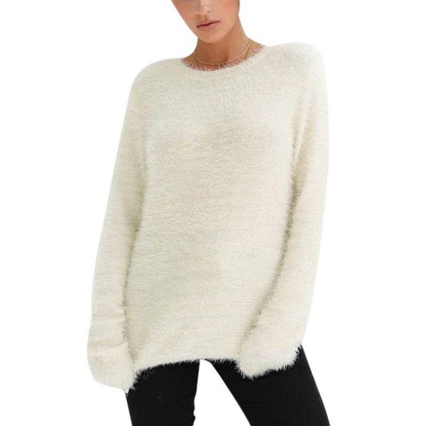 

women's sweaters autumn winter women o-neck long sleeve sweater pullovers female hedging loose pullover casual solid black/white, White;black