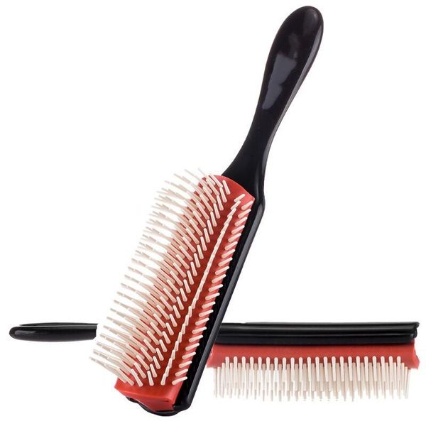 

hair brushes lucky-girls 9-rows detangling brush combs detangler hairbrush scalp massager straight curly wet comb, Silver