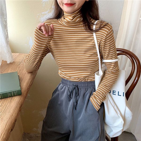 

long-sleeve 2021 thin squeeze spring tightness black turtleneck shirt 6kkj, White