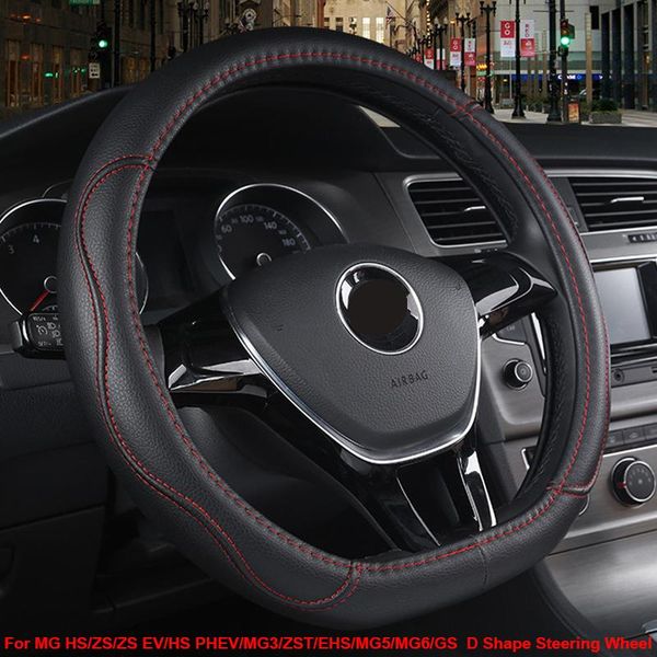 

steering wheel covers huier car cover wrap d shape for mg hs zs phev mg3 zst ehs mg5 mg6 gs ev type braid on steering-wheel