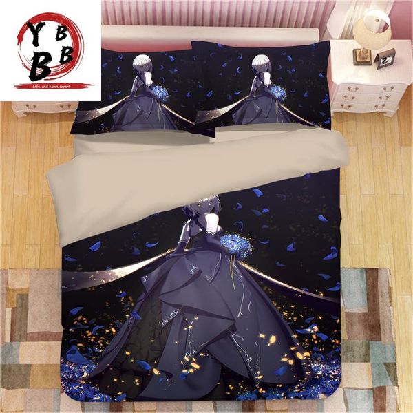 

bedding sets 3d black beautiful girls duvet cover single double king flowers bedclothes anime good quality quilt
