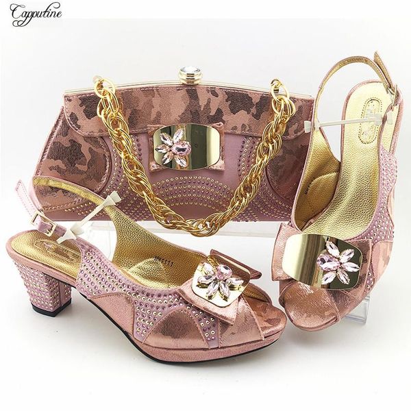 

dress shoes fashion pink african high heels with handbag set ladies sandals and bag women pumps clutch femmes sandales mm1111 7cm, Black