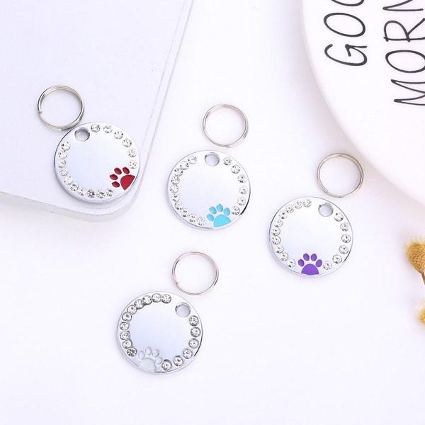 

dog collars & leashes tags engraved cat puppy pet id name collar tag pendant accessories bone/ glitter*