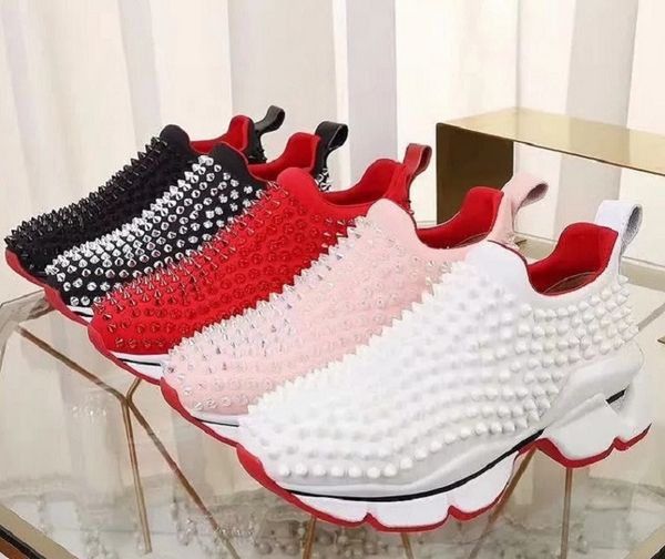 

classics red bottom shoe low cut suede spike shoes for men and women shoes party wedding crystal leather sneakers 21, Black