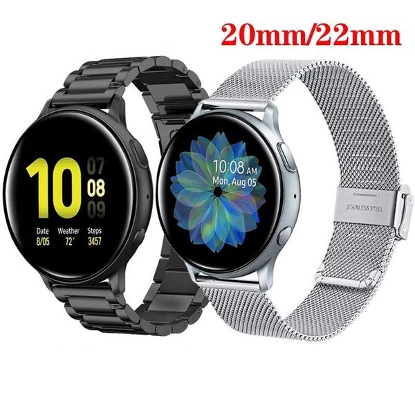

watch bands 20mm 22mm stainless steel strap for samsung galaxy 3 metal huawei gt 2e gt2 46mm 42mm, Black;brown