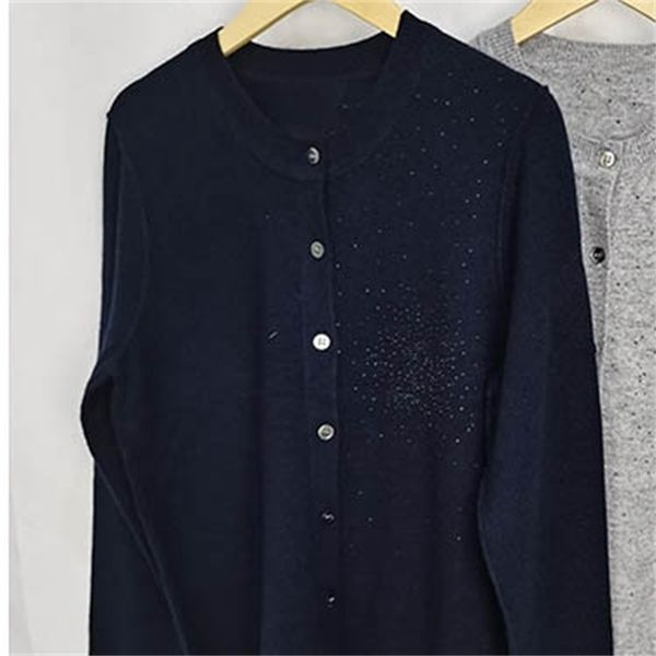 

2021 women autumn and winter new solid color cardigan round neck long sleeve warm women's cashmere sweater btmp, White;black