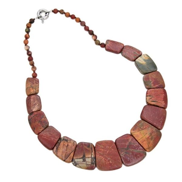 

chokers jk 18" multi color red creek jasper graduated necklace, Golden;silver