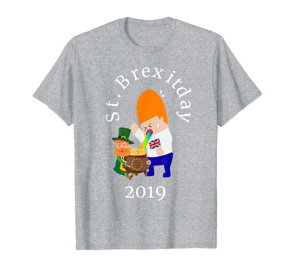 

st. brexitday 2019, uk pukes ireland leprechaun in lucky pot t-shirt, White;black