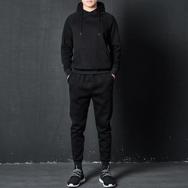 

new men's sportswear sets hooded thick male casual tracksuit men clothes 2 piece hoodies+pants sets, Gray