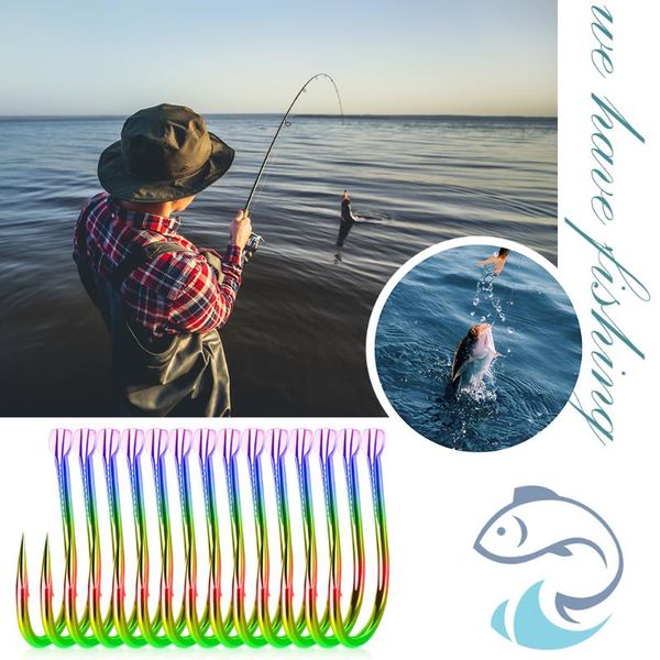 

practical carp fishing hook colorful double groove high carbon steel barbed single hook fishing tackle lure accessories