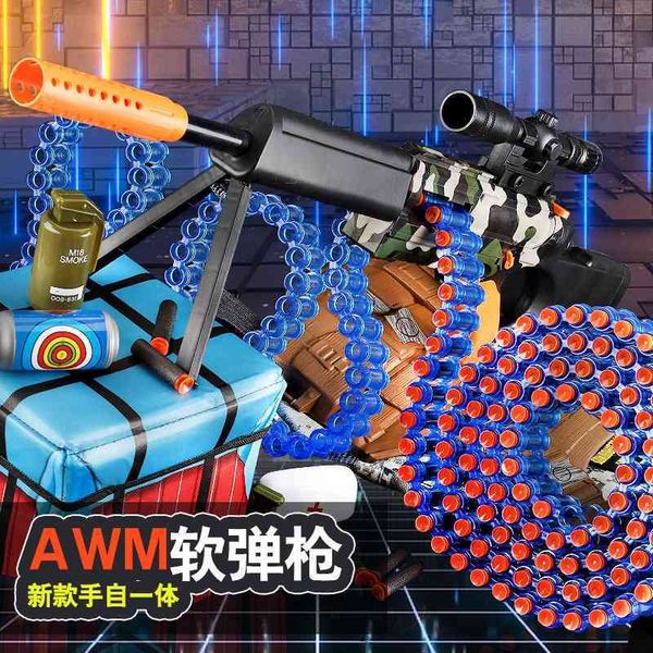 

electric continuous firing soft bullet children's toy shooter self-contained simulation gatling heavy machine gun heat