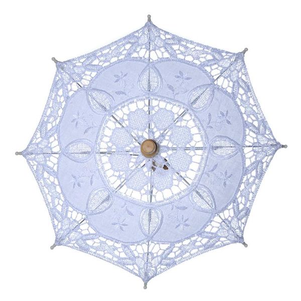 

other accessories yo cho 43cm length lace umbrella cotton embroidery white beige battenburg parasol wedding decorations
