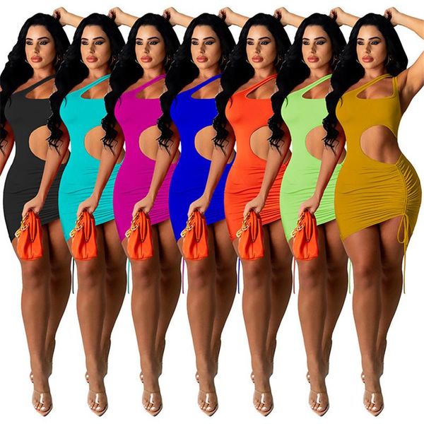 

casual dresses european sleevless mini dress summer club party bodycon solid hollow vestidos, Black;gray