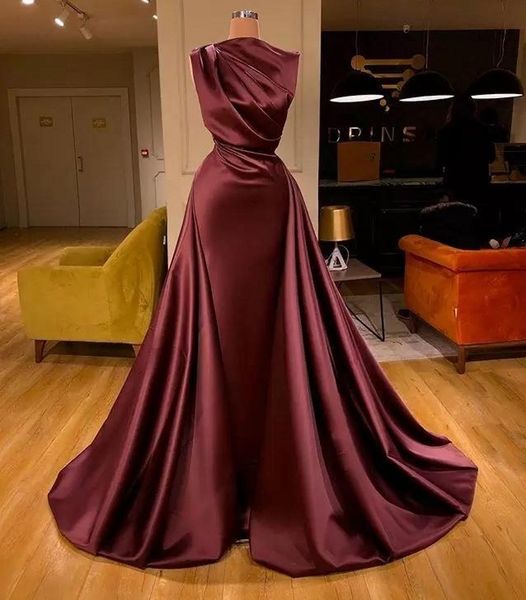 

a-line satin evening prom dress 2022 bateau plus size long mermais formal party gown saudi arbia lady gala robe de soiree, Black