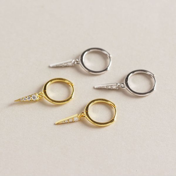 

yhe091 minimalist diamond inlaid yangtze river delta tremella buckle us s925 pure silver personalized tassel triangle ear buckle, Golden