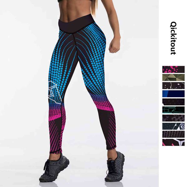 

legging qickitout 12% spandex high tail elasticity women digital printed leggings push up strong broek, Black