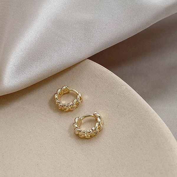 

hoop & huggie silver plated mini link chain earrings basic color, Golden;silver