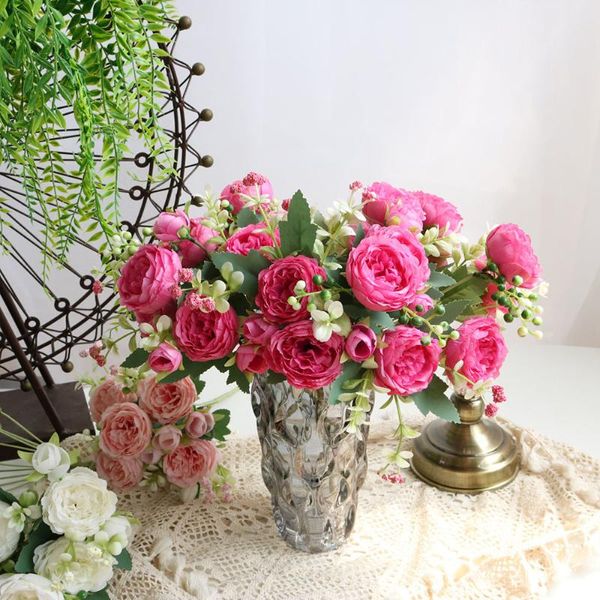 

decorative flowers & wreaths vase use gifts for bride foam crafts silk roses fake plants artificial wedding supplies home decor