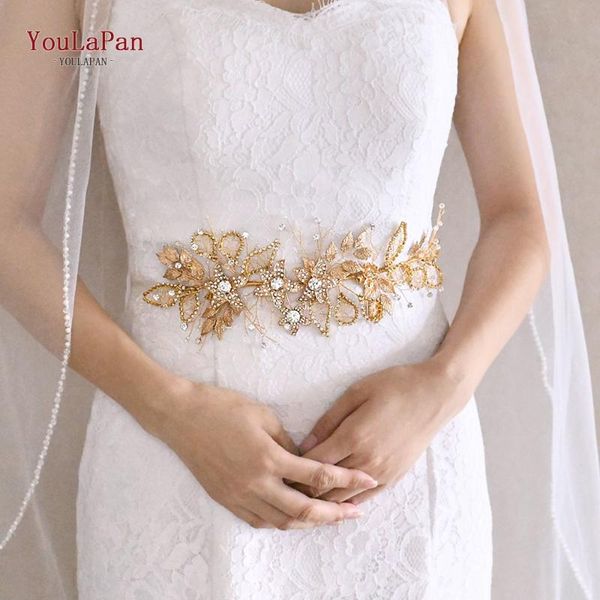 

wedding sashes ueen sh282 bridal belts with rhinestones jewel belt for women gold and crystal alloy flower waist, White