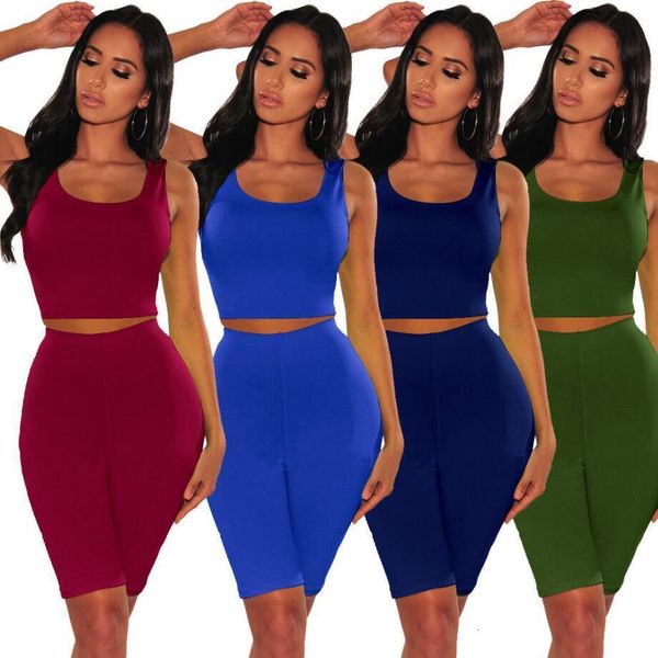 

two sets for women short tank and pants summer women clothes 2021 sleeveless suits skinny two pieces thin sportswear, Gray
