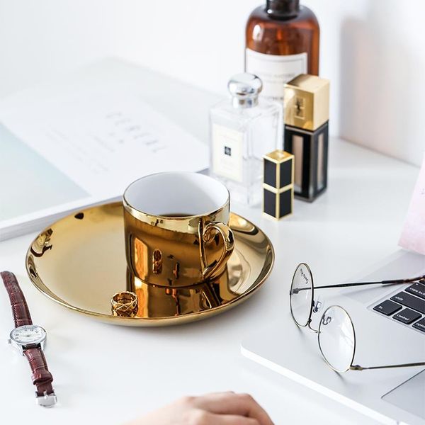 

mugs ceramic coffee bone porcelain mug couples gold plated mirror effects