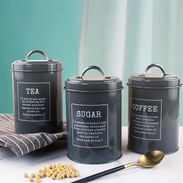 

storage bottles & jars 3pcs high-end tea container with lid chic iron coffee (grey/white/red)