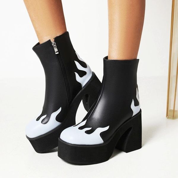 

boots plus size 34-43 arrival qulaity women ankle thick high heels platform shoes woman autumn winter warm short, Black