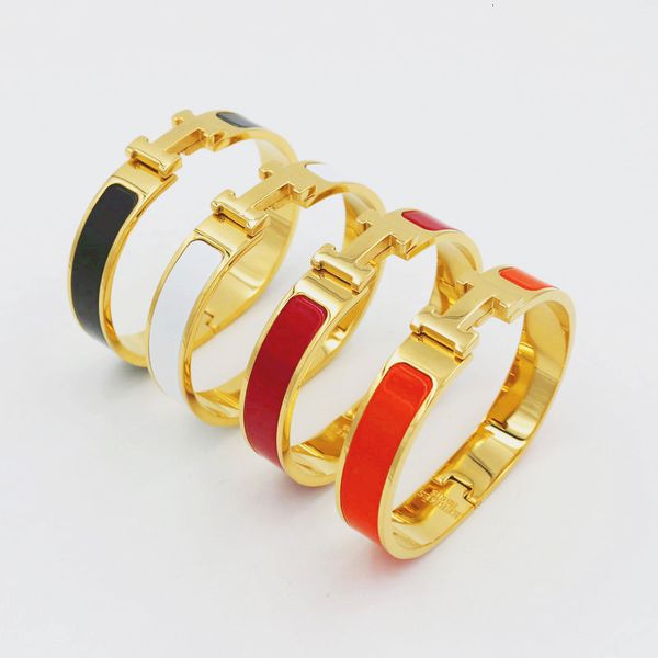 

bangles bracelet selling h family star same hh sticky leather enamel titanium steel rose gold, Black