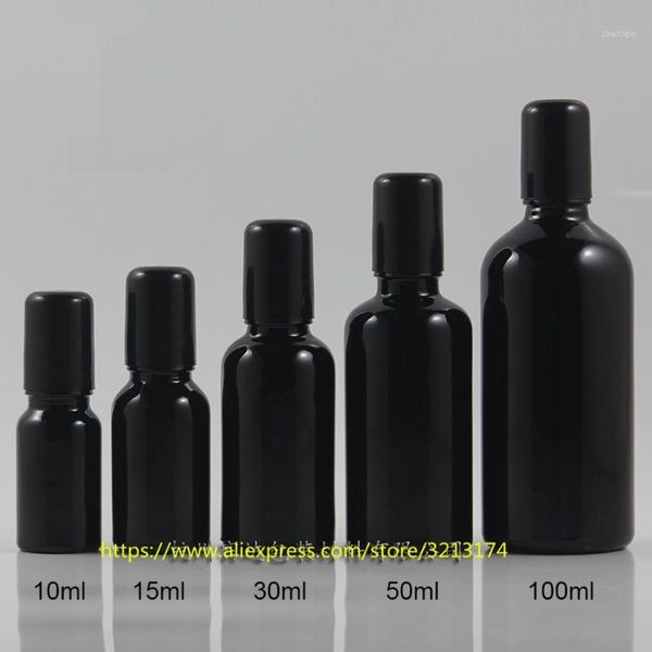

storage bottles & jars 5ml to 100ml shiny black roll-on glass bottle, mini sample perfume essential oil deodorization refillabl