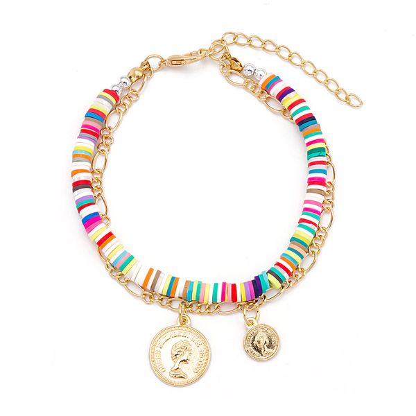 Polymer Clay Heishi Beads Strands Evil Eye Pearl Charm Bracciale Summer Beach Jewelry