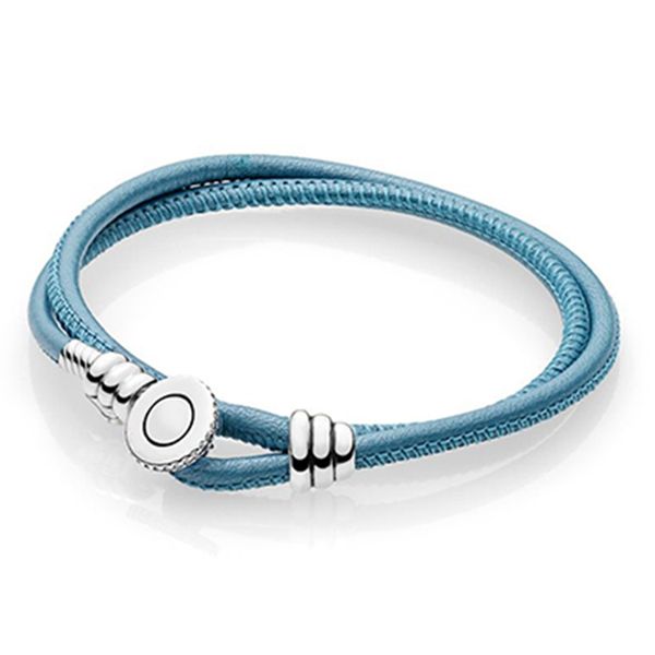 

new 2021 100% 925 sterling silver blue bracelet fit diy original fshion jewelry gift666, Golden;silver