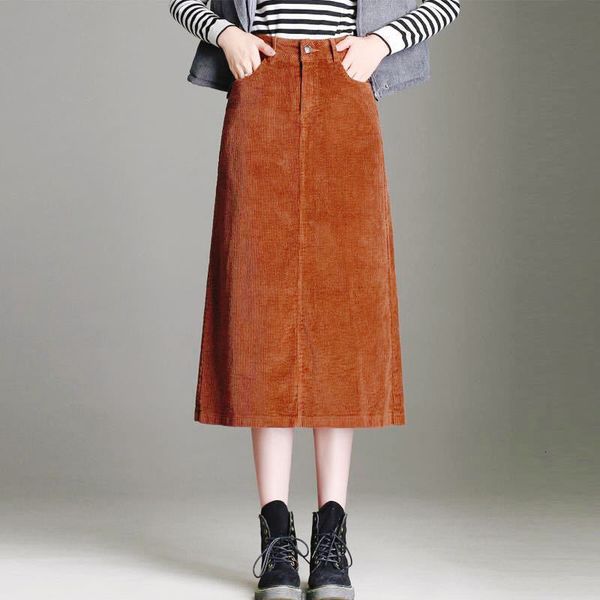 

spring fall for women of velvet skirts stylish korean style fashion high-waist pocket skirt femme y276 k4cq, Black