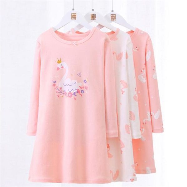 

kids nightdress sleepshirts springs autumn girl princess long sleeve robe nightgown children sleepwear loose pajamas 210915, Blue;red