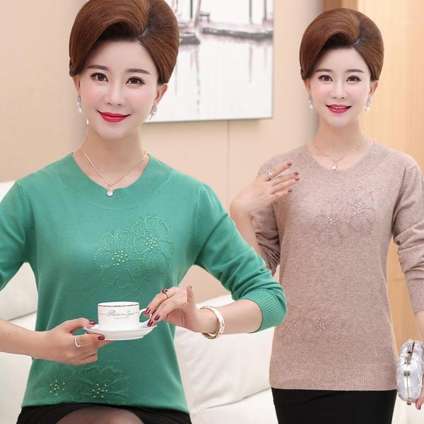 

women's sweaters 2021 autumn and winter middle-aged sweater long-sleeved shirt loose underwear, White;black