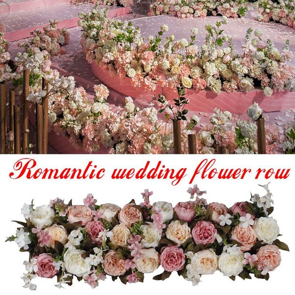 

decorative flowers & wreaths 1m road cited artificial row wedding decor flower wall arched door shop window t station christmas flores