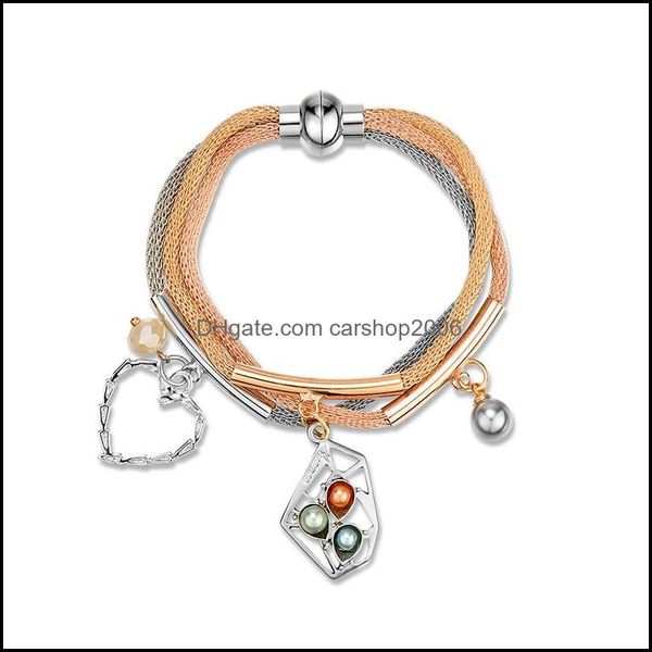 

charm jewelrycharm bracelets women fashion bracelet bangle double layer rope chain metal magnetic buckle alloy shell decoration jewelry1 dro, Golden;silver