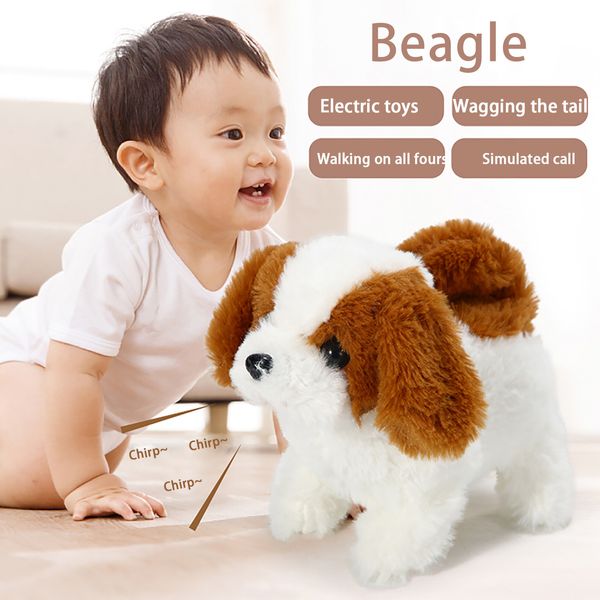 Giocattoli per cani robot Simulazione di peluche realistica Cane intelligente chiamato Bambola di peluche ambulante Robot per cani giocattolo elettrico per bambini Regalo per bambini