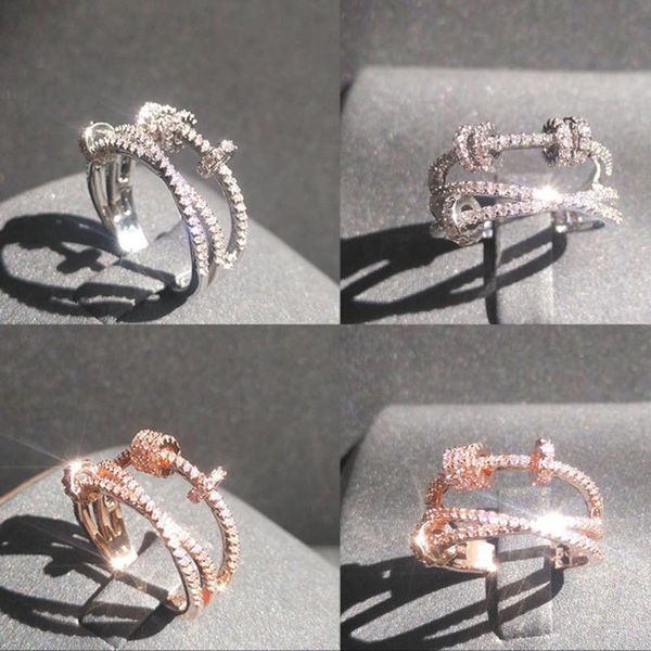 

cluster rings s925 sterling silver classic ring female, rose gold sliding light luxury temperament banquet ring, gift for girlfrien, Golden;silver
