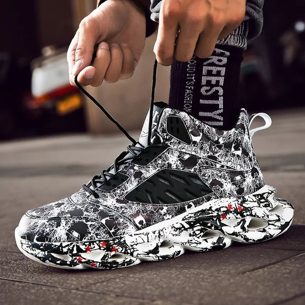 

new hip hop street dance shoes graffiti running shoes brand designer platform chunky sneakers lace up sports jogging shoes