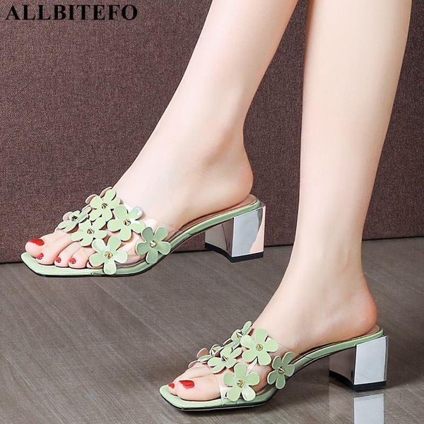 

slippers allbitefo summer flowers brand high heels women quality heel shoes flip flops, Black