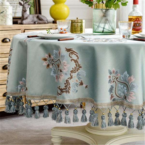

table cloth european style luxury jacquard tablecloth with tassel for wedding birthday party round cover desk home decor