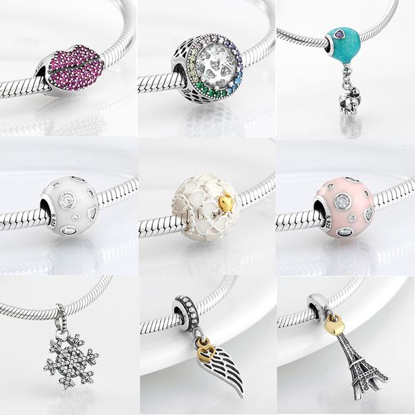 

fashion 925 sterling silver dramatic white enamel heart golden beads fit original jiuhao charm bracelet jewelry making q0531, Black