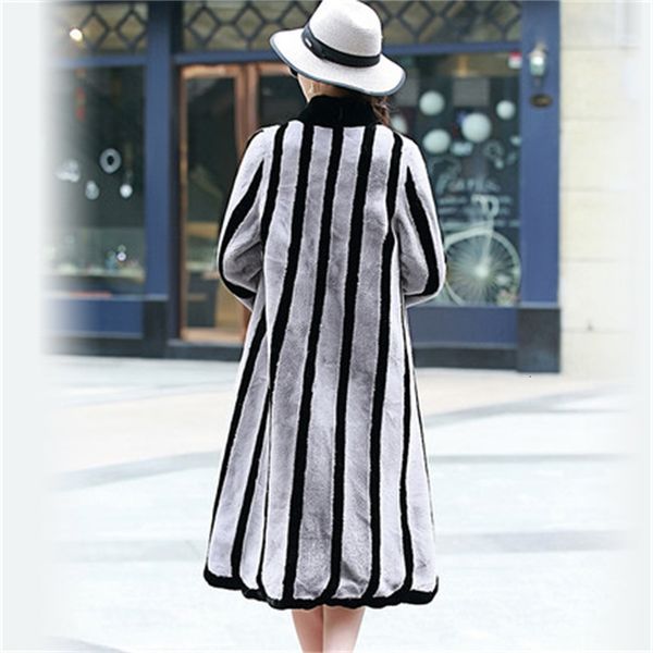 

woman long fashion design strip coat big n29 sizes 7209, Black