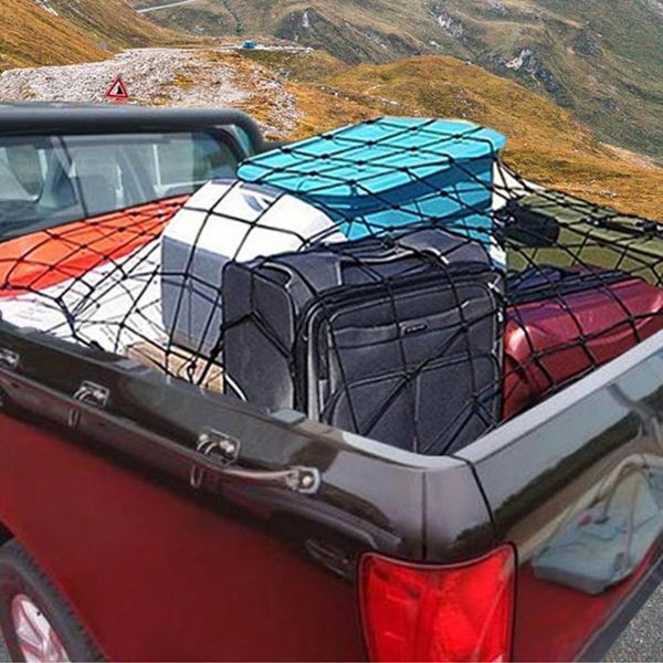 

car organizer 90*120cm universal trunk net luggage storage cargo nylon stretchable elastic mesh with 12 plastic hooks