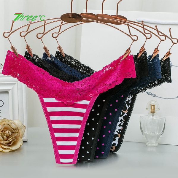 

new womens cotton underpants lace ladies thong large size striped leopard panty seamless breathable comfortable panties, Black;white