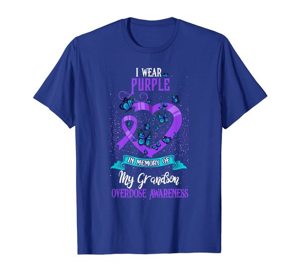 

i wear purple in memory of my grandson overdose gift tshirt, White;black