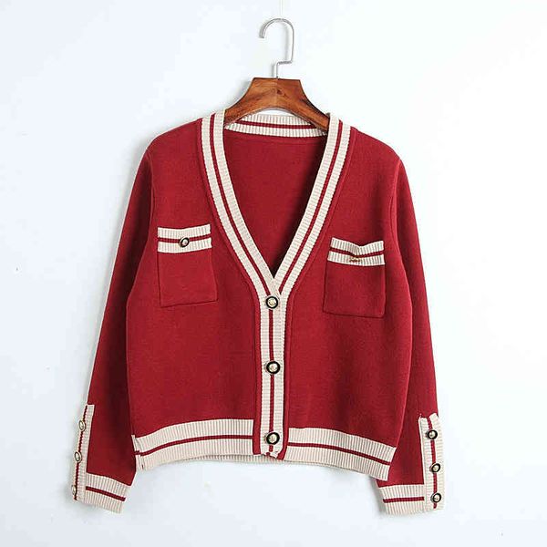 

net red same style cardigan women's loose early spring korean version new style sweater cuff button small fragrance v-neck coat, Black