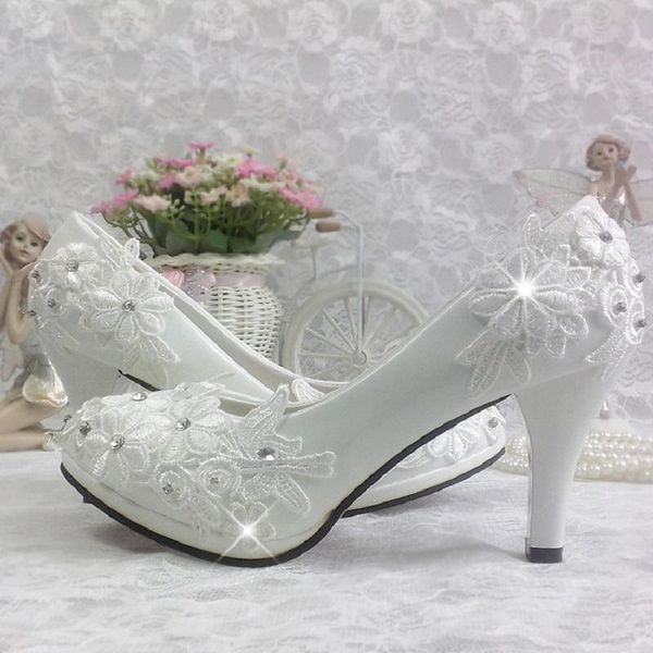 

dress shoes spring flowers lace fine high-heeled bridal wedding waterproof platform rhinestone large size banquet women's, Black